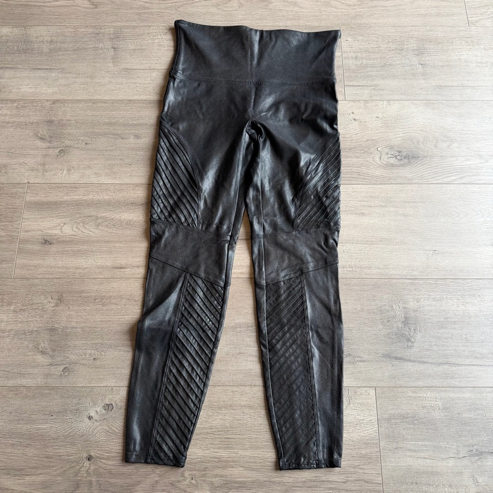 Spanx Faux Leather Moto Leggings - black - size XL